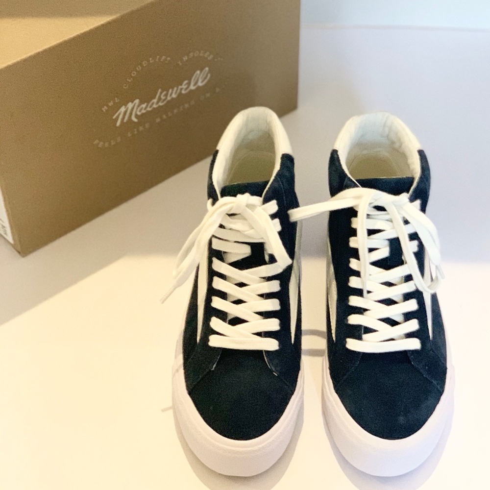 Madewell sidewalk high top sneakers navy size 7